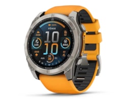 Garmin FENIX 8 51 mm, AMOLED Sapphire, Titânio com bracelete laranja/grafite em silicone