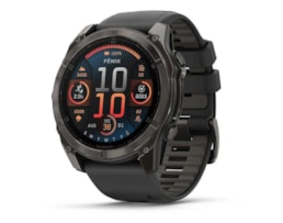 Garmin FENIX 8 51 mm, AMOLED Sapphire, Sapphire, Cinzento carbono em DLC com bracelete preta/cinzento pedra em silicone